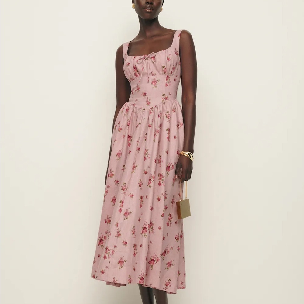 NWT Reformation Balia Linen Dress - Tea Time (pink)